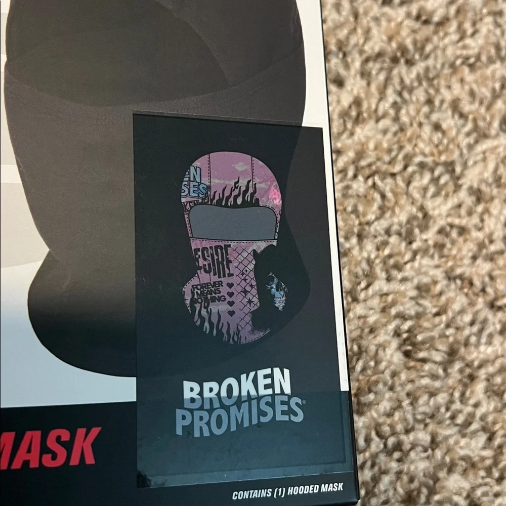 PSD Pink and Black Hooded Mask with Graphic Design